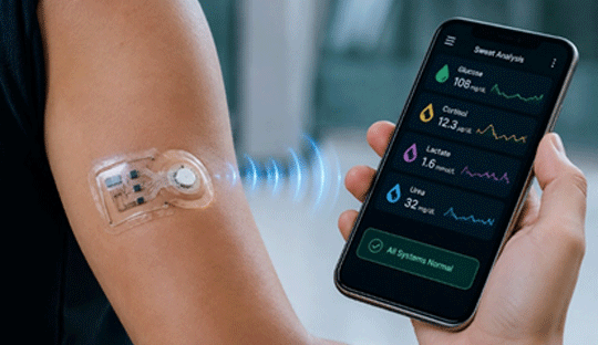 Battery-Free Wearable Sweat Sensor Enables Continuous Health Monitoring